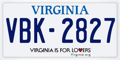 VA license plate VBK2827