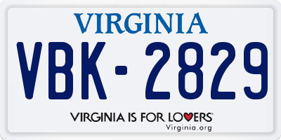 VA license plate VBK2829
