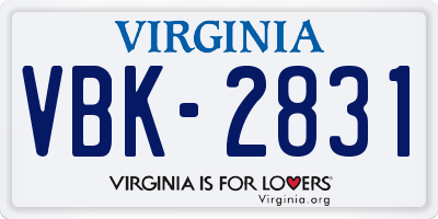 VA license plate VBK2831