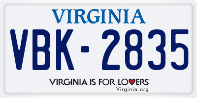 VA license plate VBK2835