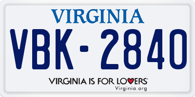 VA license plate VBK2840
