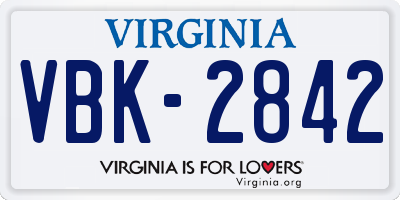 VA license plate VBK2842