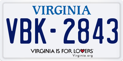 VA license plate VBK2843