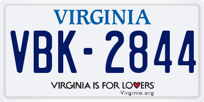 VA license plate VBK2844