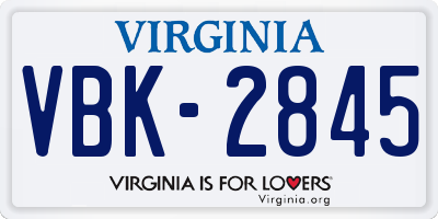 VA license plate VBK2845
