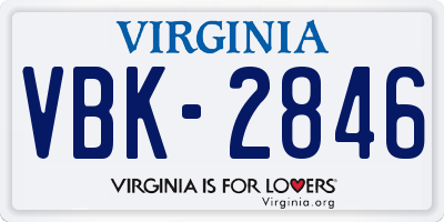 VA license plate VBK2846