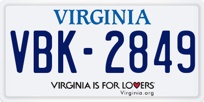 VA license plate VBK2849