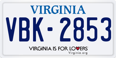 VA license plate VBK2853