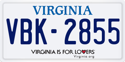 VA license plate VBK2855