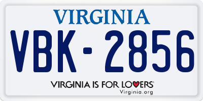 VA license plate VBK2856