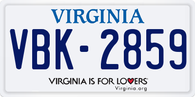 VA license plate VBK2859