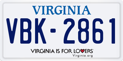 VA license plate VBK2861