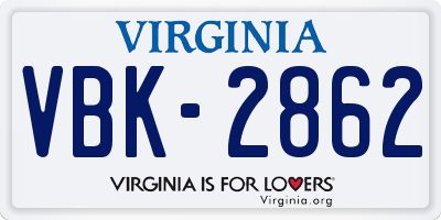 VA license plate VBK2862