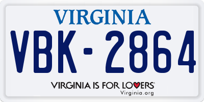 VA license plate VBK2864