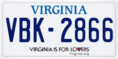 VA license plate VBK2866