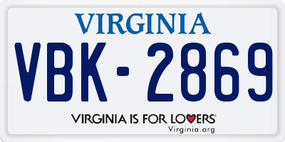 VA license plate VBK2869