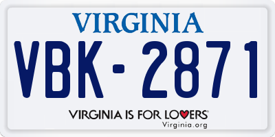 VA license plate VBK2871