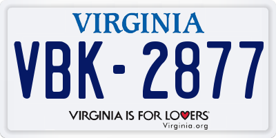 VA license plate VBK2877