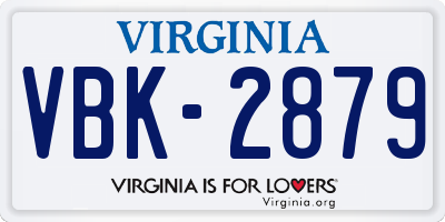 VA license plate VBK2879