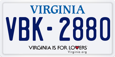 VA license plate VBK2880