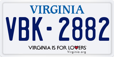 VA license plate VBK2882