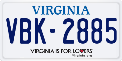 VA license plate VBK2885