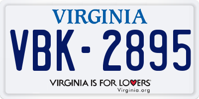 VA license plate VBK2895