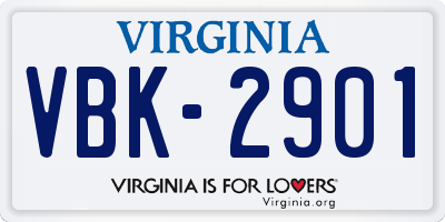 VA license plate VBK2901