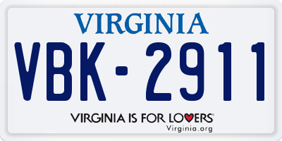 VA license plate VBK2911