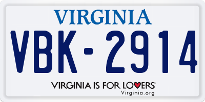 VA license plate VBK2914