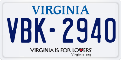 VA license plate VBK2940