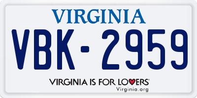 VA license plate VBK2959