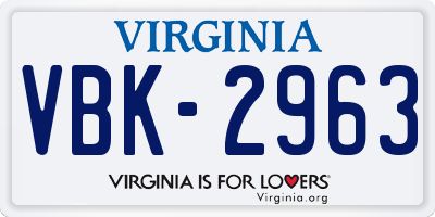 VA license plate VBK2963