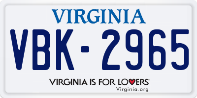 VA license plate VBK2965