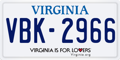 VA license plate VBK2966
