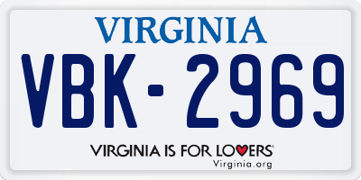 VA license plate VBK2969