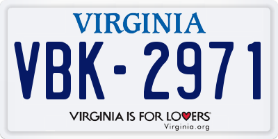VA license plate VBK2971