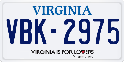 VA license plate VBK2975