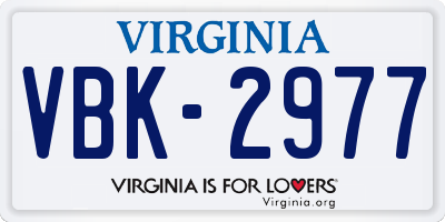 VA license plate VBK2977