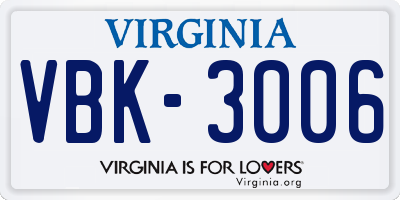 VA license plate VBK3006
