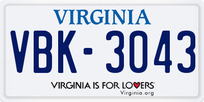 VA license plate VBK3043