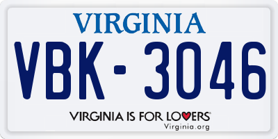VA license plate VBK3046