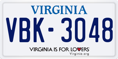 VA license plate VBK3048