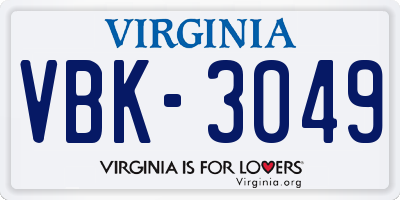VA license plate VBK3049