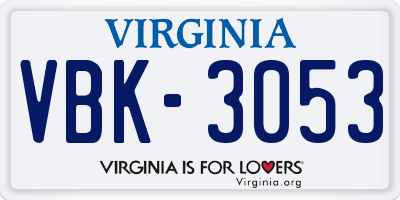 VA license plate VBK3053