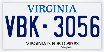 VA license plate VBK3056