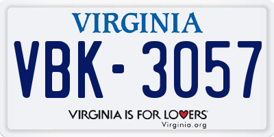 VA license plate VBK3057