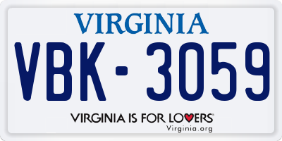 VA license plate VBK3059