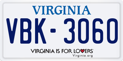 VA license plate VBK3060