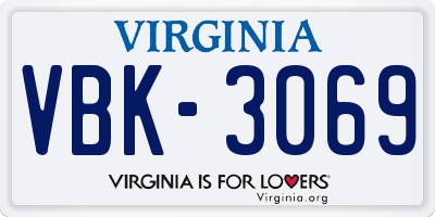 VA license plate VBK3069